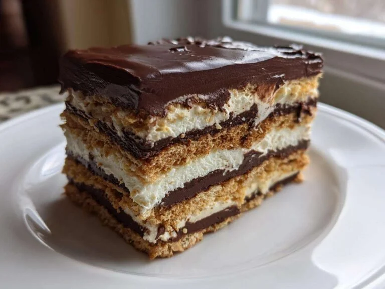 Delicious 20-minute eclair cake with creamy filling and chocolate topping