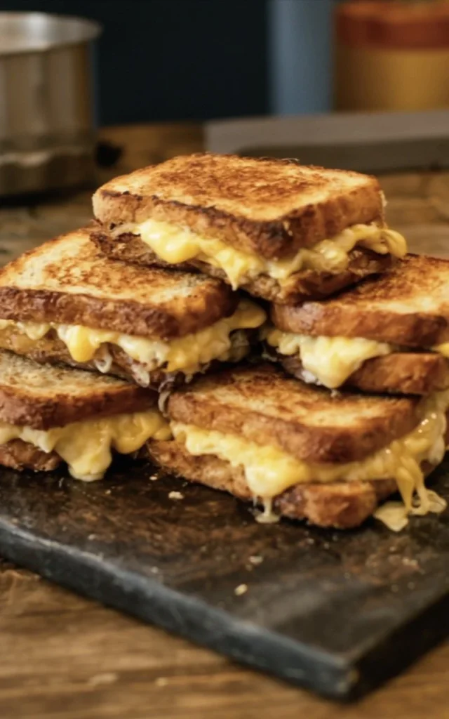 Crispy air fryer grilled cheese sandwich with melted cheese