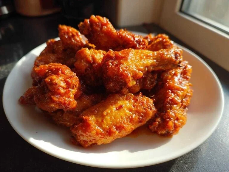 Crispy Baked Chicken Wings served on a platter with dipping sauce