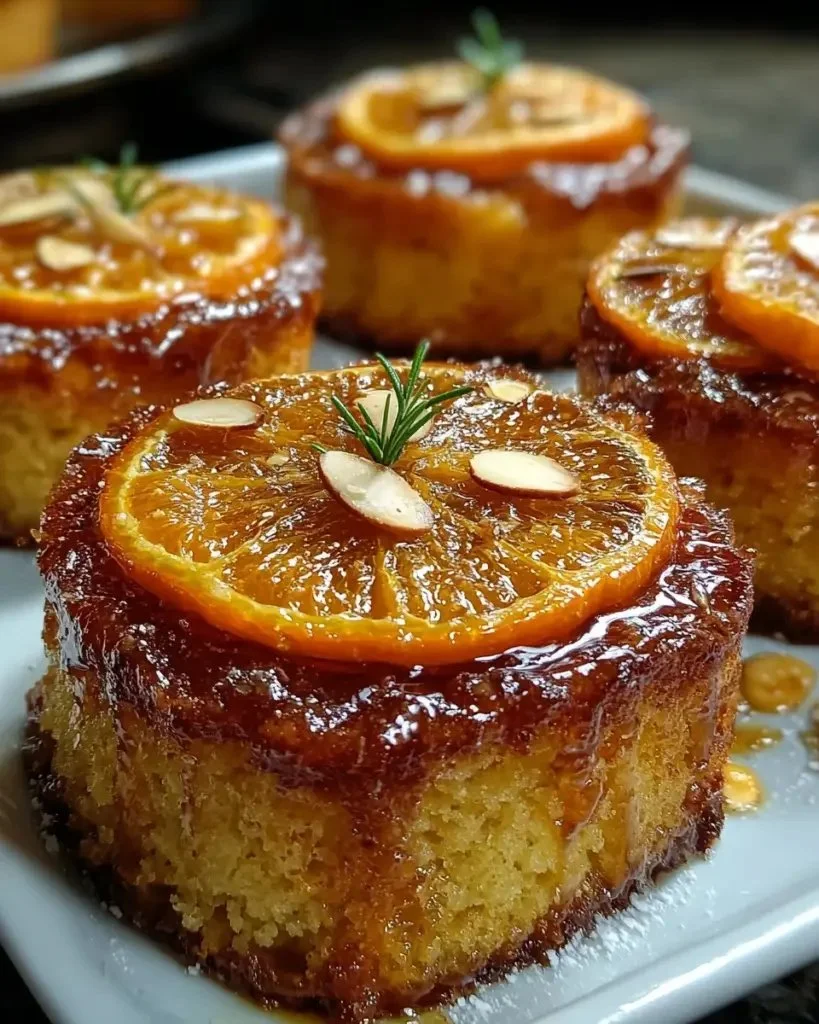 Slice of Candied Orange Almond Cake topped with candied oranges and almonds
