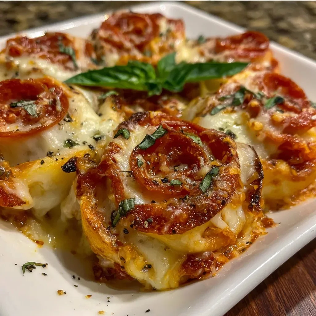 Cheesy Baked Italian Pizza Roses styled as a delicious appetizer.