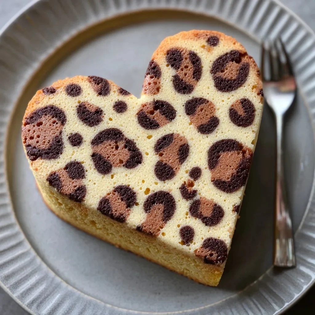 Cheetah Print Heart Cake beautifully decorated for special occasions