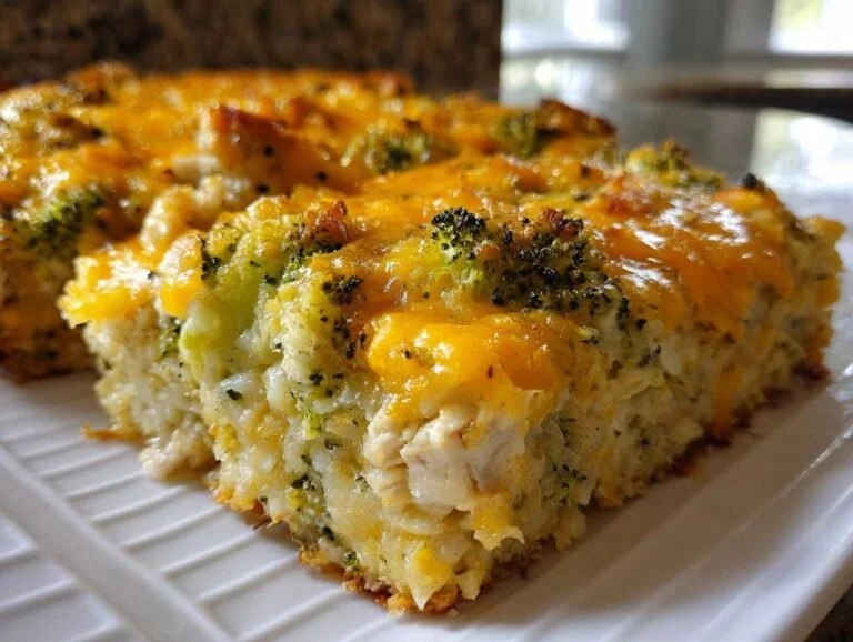 Delicious homemade Chicken Broccoli Rice Casserole with chicken, broccoli, and rice