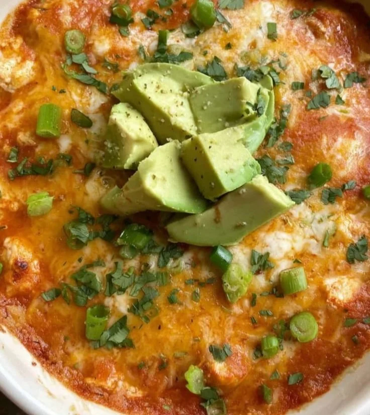 Delicious Cottage Cheese Enchilada Bowl topped with fresh ingredients