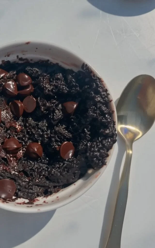 Delicious cottage cheese brownie made in the microwave in under 3 minutes