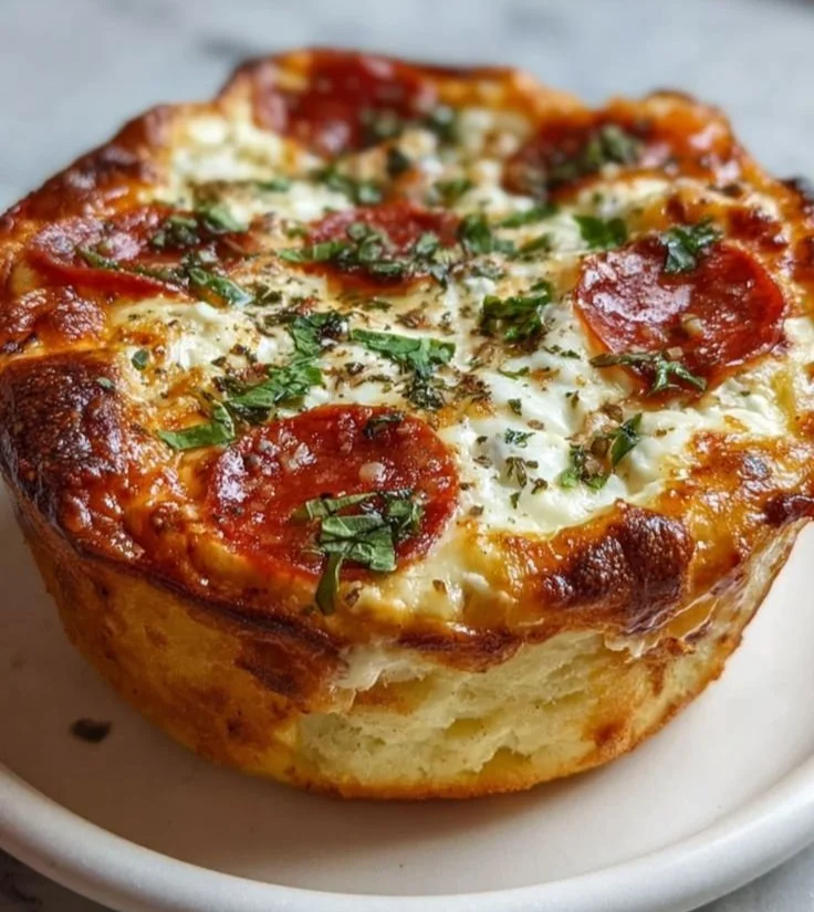 Cottage cheese pizza bowl topped with fresh vegetables and cheese