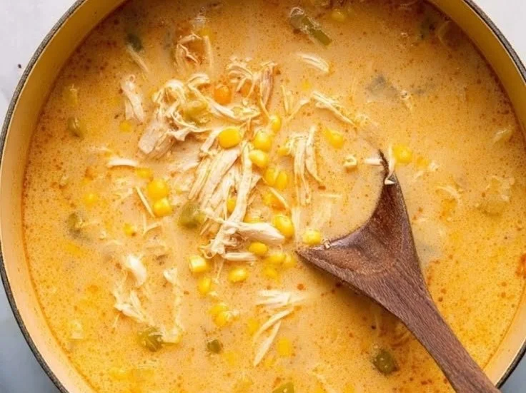 Bowl of creamy Southwest Chicken Corn Chowder topped with fresh herbs