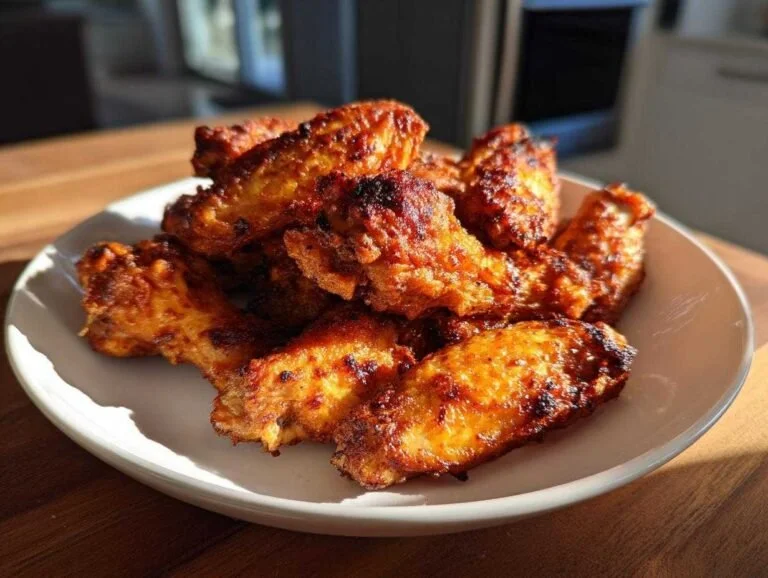 Crispy air fryer chicken wings, golden and flavorful, served on a plate.