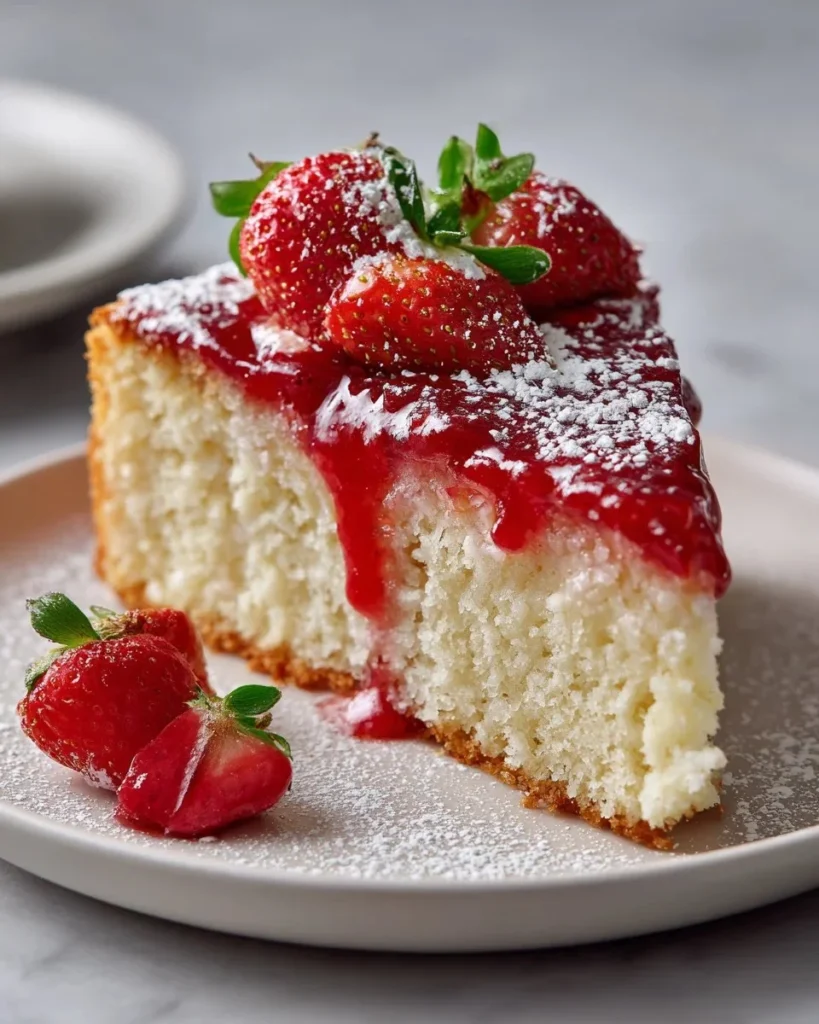 Delicious creamy yogurt cake served on a plate with fresh berries