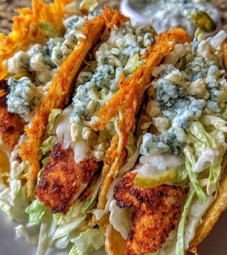 Delicious Dill Pickle Ranch Smash Chicken Tacos served in a tortilla