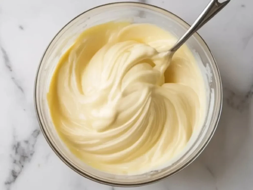 Delicious bowl of easy Bavarian cream topped with fresh berries