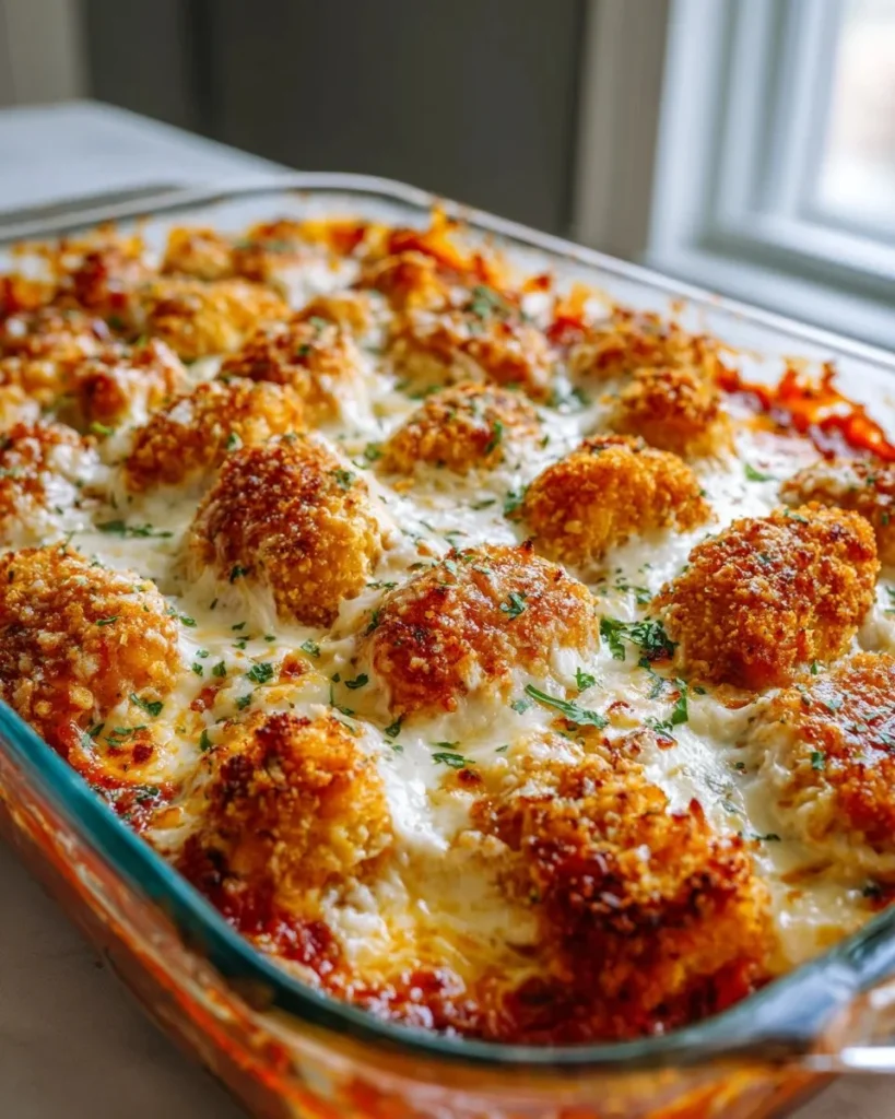 Easy Cottage Cheese Chicken Parm Bowl served in a colorful dish
