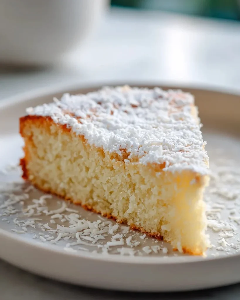 Flourless Lemon Greek Yogurt Cake topped with fresh lemon slices and mint leaves
