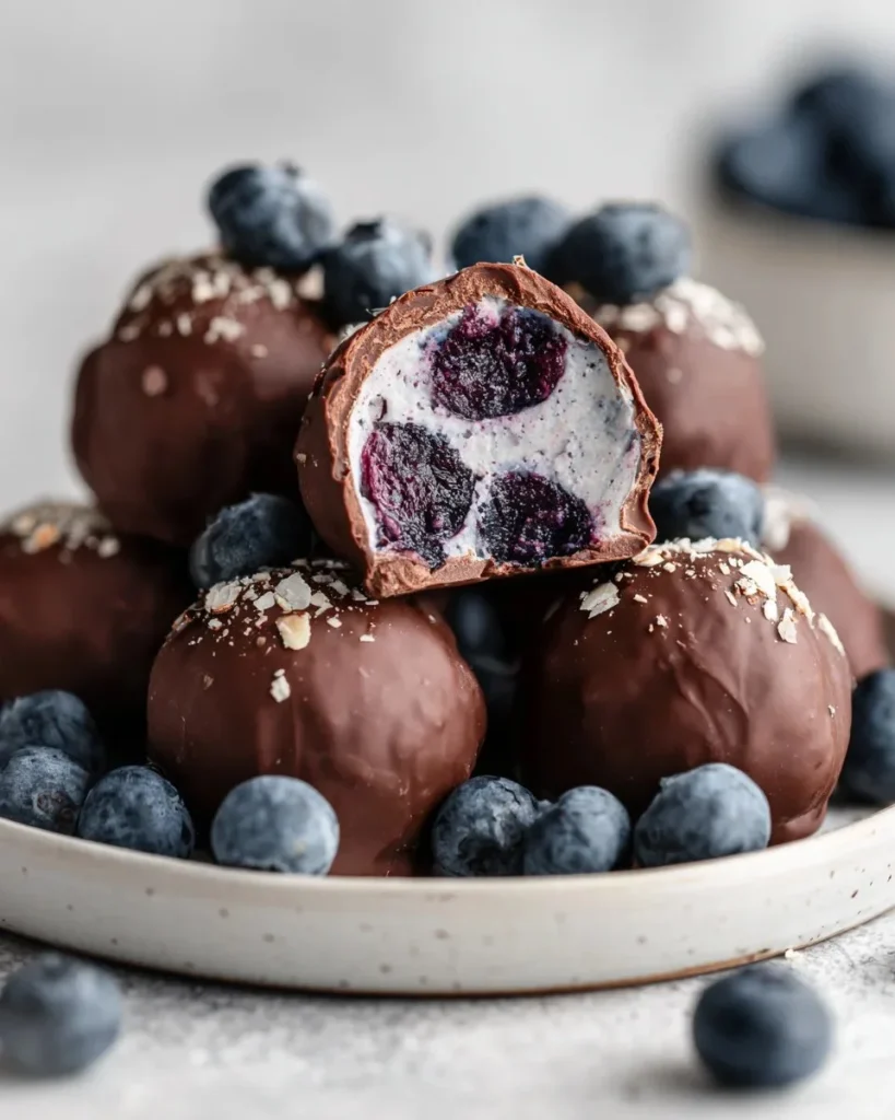 Delicious frozen blueberry yogurt clusters in a bowl