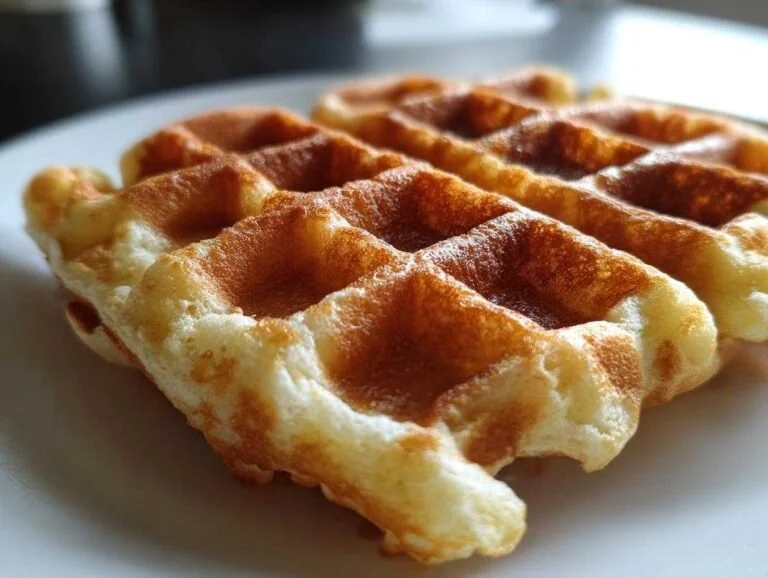 Delicious high protein waffles served with fresh fruits and syrup