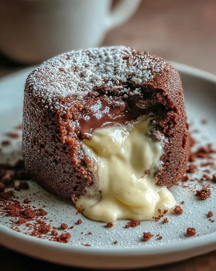 Delicious Hojicha Lava Cake with molten green tea center