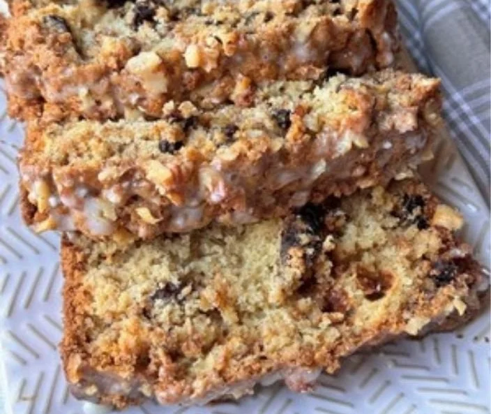Freshly baked homemade oatmeal raisin bread with cinnamon swirl