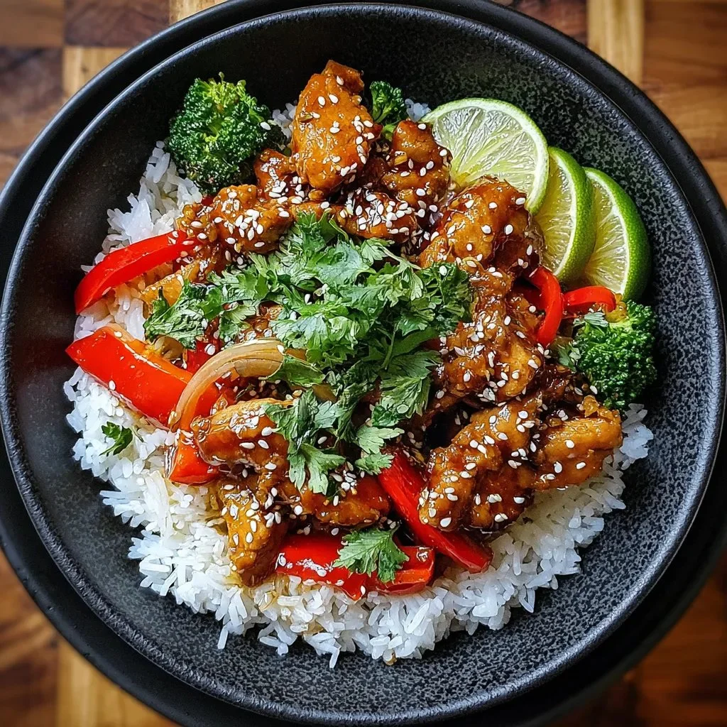 Hot Honey Chicken Bowl with crispy chicken and spicy honey sauce