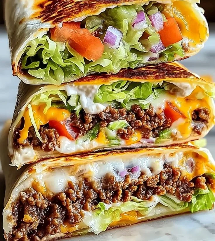 Delicious Keto Crunchwraps filled with cheese, veggies, and protein