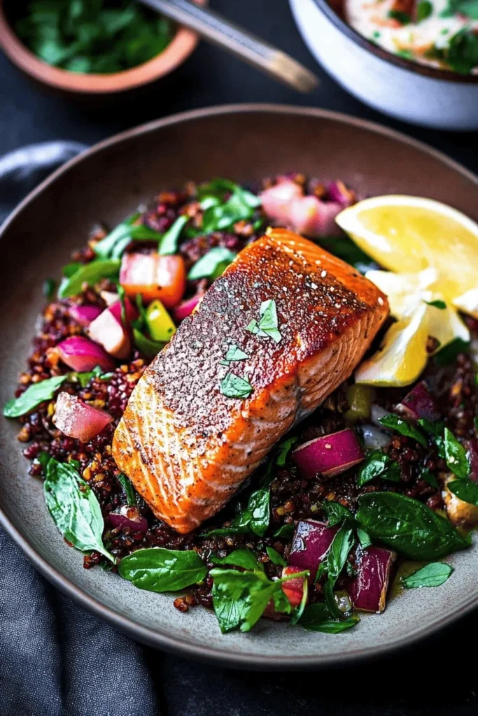 Delicious Moroccan Salmon seasoned with traditional spices and herbs