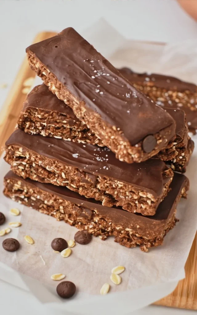 A variety of homemade protein bars without protein powder on a wooden table.