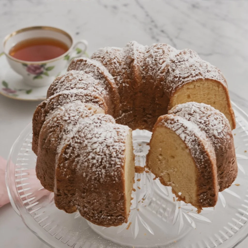 Sour Cream Pound Cake with a golden crust and moist interior