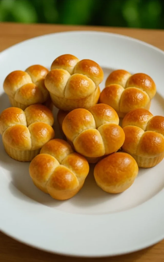 Soft and fluffy Cloverleaf Dinner Rolls freshly baked and served warm.