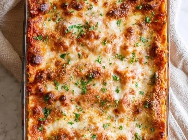 Delicious homemade vegetable lasagna with layers of fresh vegetables and cheese