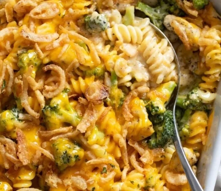 Delicious Chicken and Broccoli Pasta Bake fresh out of the oven