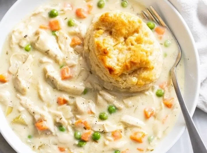 Crock Pot Chicken Pot Pie with golden crust and hearty filling