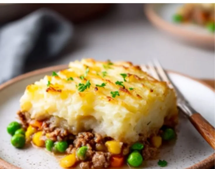 Delicious easy Shepherd's Pie with creamy mashed potatoes on top