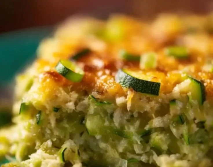 Delicious easy shredded zucchini casserole baked and ready to serve