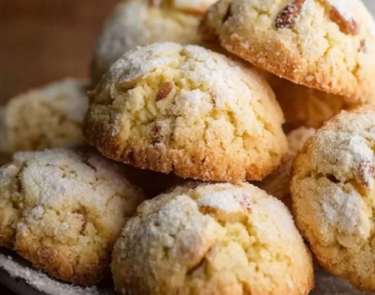 Delicious Italian almond sugar cookies arranged on a platter.