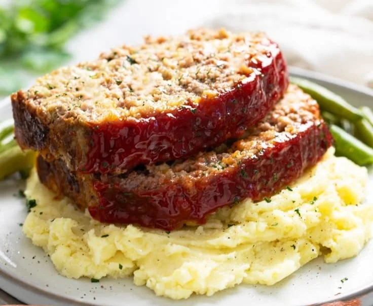 Delicious stuffed meatloaf filled with flavorful ingredients ready to serve.