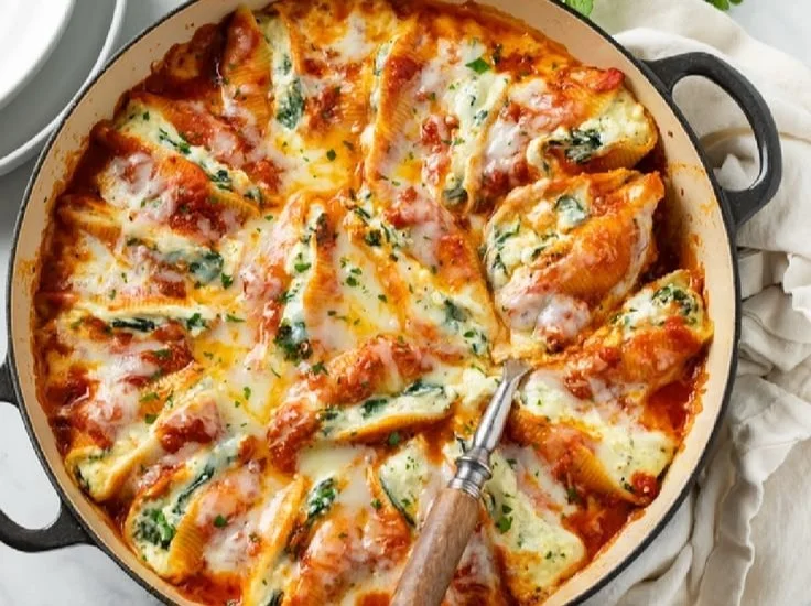 Delicious stuffed shells filled with cheese and herbs