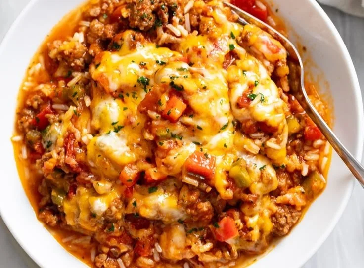 Delicious unstuffed peppers served in a bowl with herbs and spices.