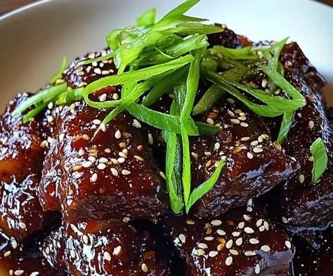 Asian Sticky BBQ Chuck Roast served with garnish