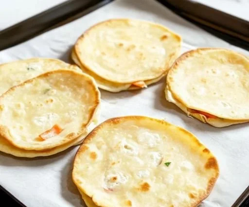 Cottage cheese wraps filled with fresh vegetables and herbs