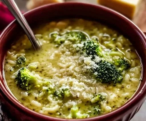 Bowl of creamy garlic Italian broccoli soup for a cozy night in