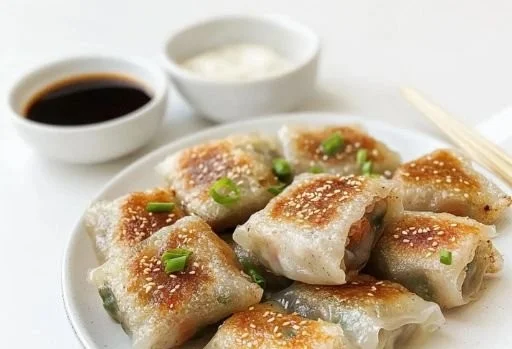 Crispy vegan rice paper dumplings filled with delicious vegetables