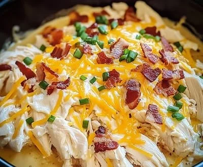 Delicious Crockpot Crack Chicken served in a bowl with garnishes