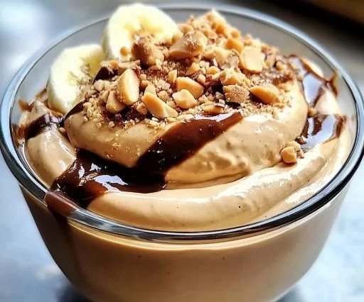 Delicious cottage cheese peanut butter mousse ready to enjoy
