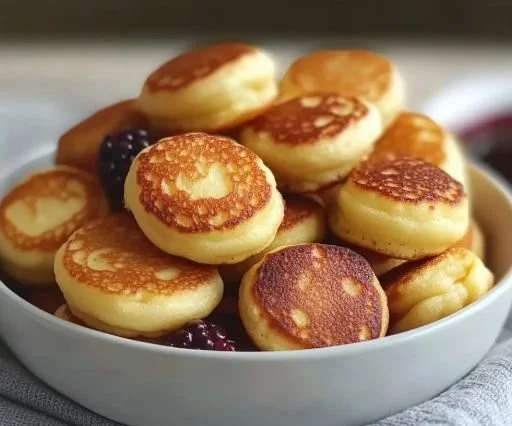 Delicious pancake poppers served on a plate for an easy breakfast treat