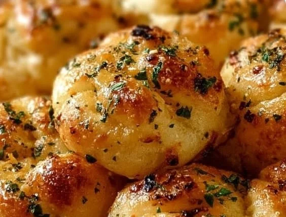 Delicious garlic knots made from Pillsbury biscuit dough, garnished with herbs.
