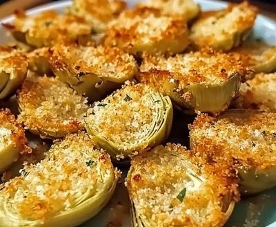 Crispy parmesan artichoke hearts served as a delicious appetizer