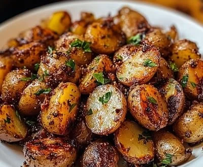 Deliciously roasted mini potatoes served as a side dish