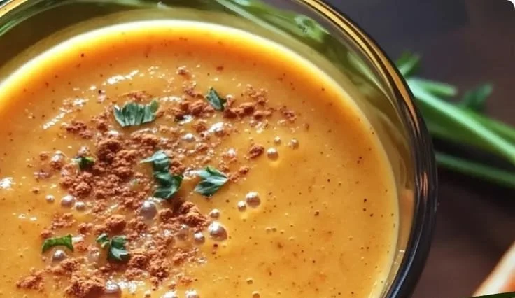 Easter Carrot Mango Ginger Smoothie in a glass with vibrant colors