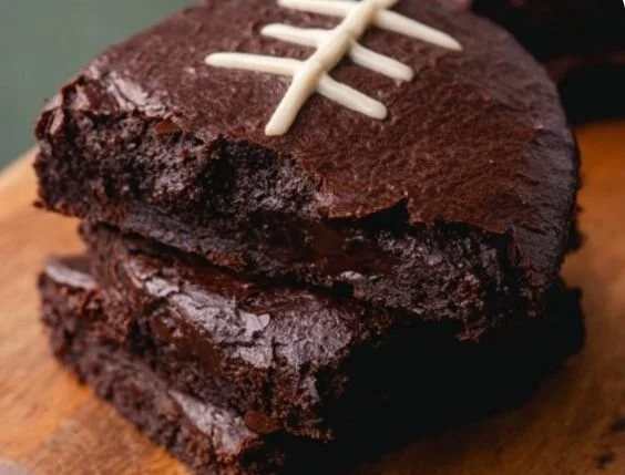 Delicious fudgy football brownies decorated for a game day celebration