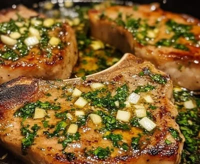 Garlic butter pork chops recipe featuring 4 simple ingredients for a delicious meal