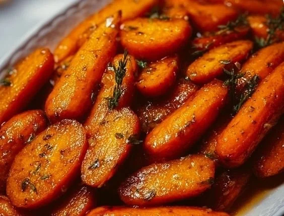 Delicious glazed carrots served as a side dish